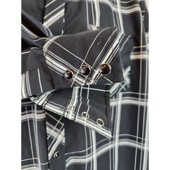 Vtg Flying Hoss‎ Ranch Wear Pearl Snap Shirt Western Guitar Skater Plaid XL XXL - Picture 4 of 16